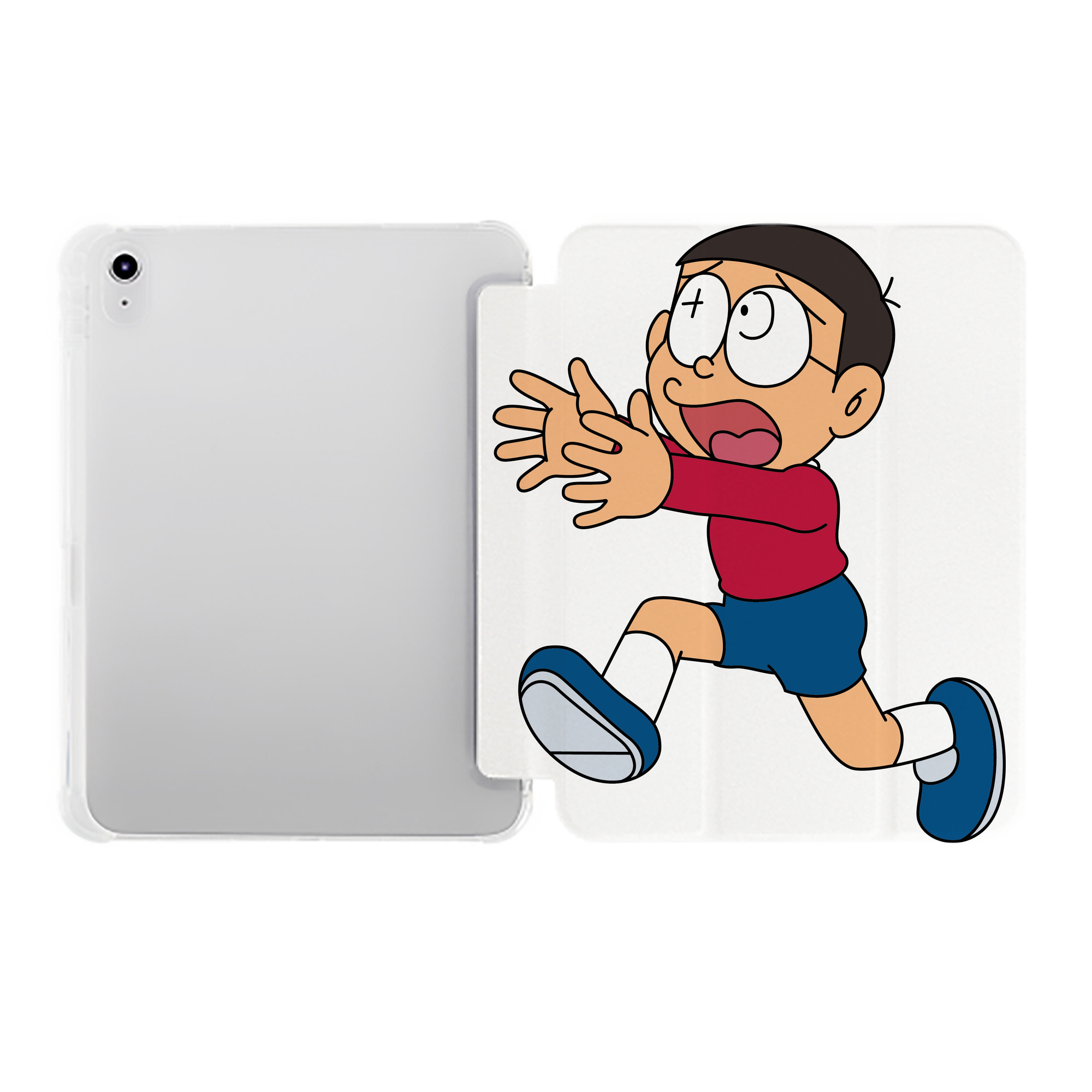 （画像用） ドラえもん 野比 のび太 Doraemon Nobita Nobi IPad ケース ペン収納付き 三つ折りスタンド PUレザー×シリコン 対応機種9.5/10.5/10.9インチ